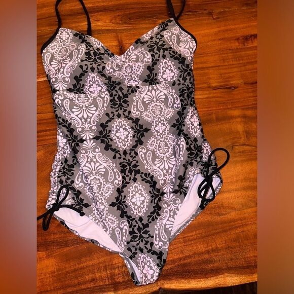 Athleta damask one piece suit sz 14 - Picture 2 of 9